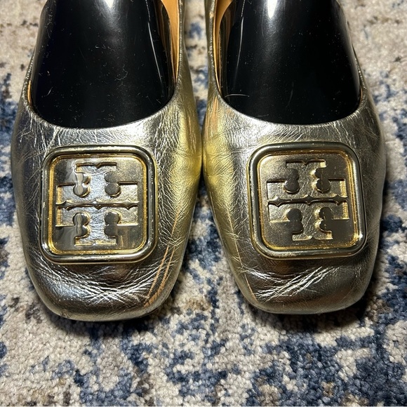 Tory Burch Georgia Sparkle Metallic Gold Ballet Flats Size 7.5 - Picture 3 of 12